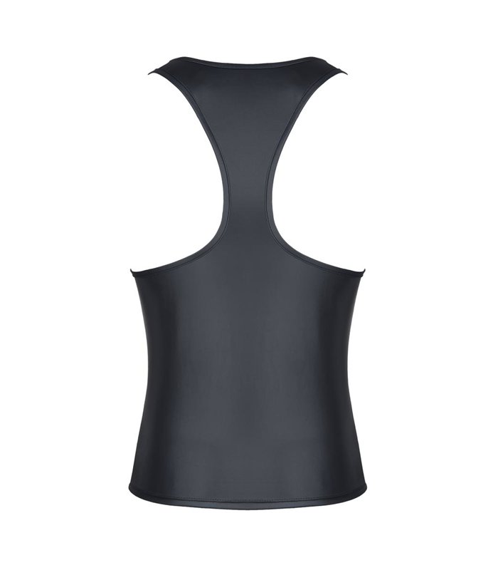 Muscle-Shirt im Wetlook mit Netz-Einsatz | Regnes Fetish Planet