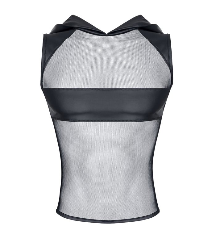 Transparentes Netz-Kapuzen-Shirt mit Wetlook-Optik | Regnes Fetish Planet