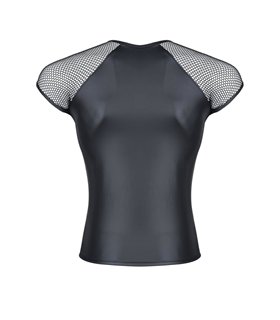 Transparentes Netz-T-Shirt mit glänzendem Wetlook-Akzent | Regnes Fetish Planet Transparentes Netz-T-Shirt mit glänzendem Wetlook-Akzent | Regnes Fetish Planet