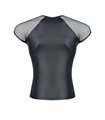 Transparentes Netz-T-Shirt mit glänzendem Wetlook-Akzent | Regnes Fetish Planet Transparentes Netz-T-Shirt mit glänzendem Wetlook-Akzent | Regnes Fetish Planet