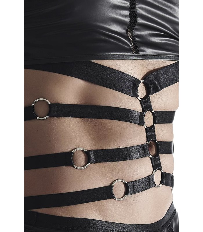 Transparentes Wetlook-Shirt mit Netzeinsätzen und Metalldetails | Regnes Fetish Planet