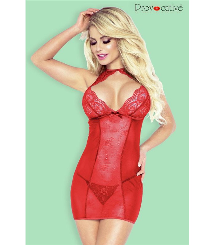 Chemise mit verstellbaren Trägern und T-String | Provocative