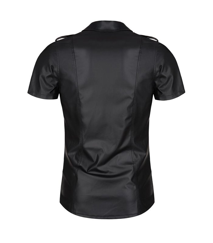 Herren Wet-Look Hemd mit Stehkragen und Metallknöpfen | Regnes Fetish Planet