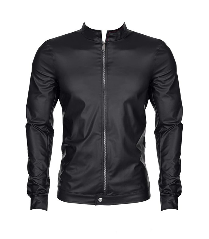 Slim-Fit Fliegerjacke aus Wetlock-Material mit Metallknöpfen | Regnes Fetish Planet