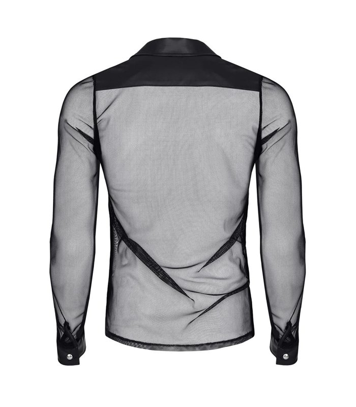 Herren Slim-Fit Hemd aus Wetlook-Mesh mit Metallknöpfen | Regnes Fetish Planet