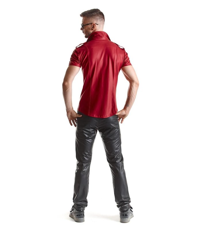 Herren Military-Hemd mit Druckknöpfen und vertikalen Steppnähten | Regnes Fetish Planet