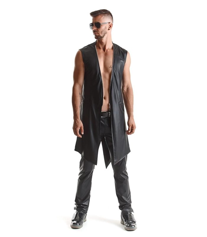 Herren Wetlook Frack Weste Slim-Fit mit Dreieckelementen | Regnes Fetish Planet