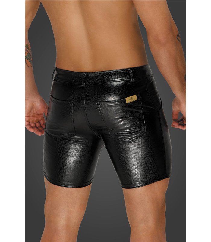 Herren Shorts im Schlangen Wetlook mit Knopf und Reißverschluss | Noir Handmade Men
