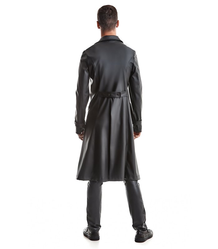Herren Kunstleder Mantel mit Revers und Taillenbetonung | Regnes Fetish Planet