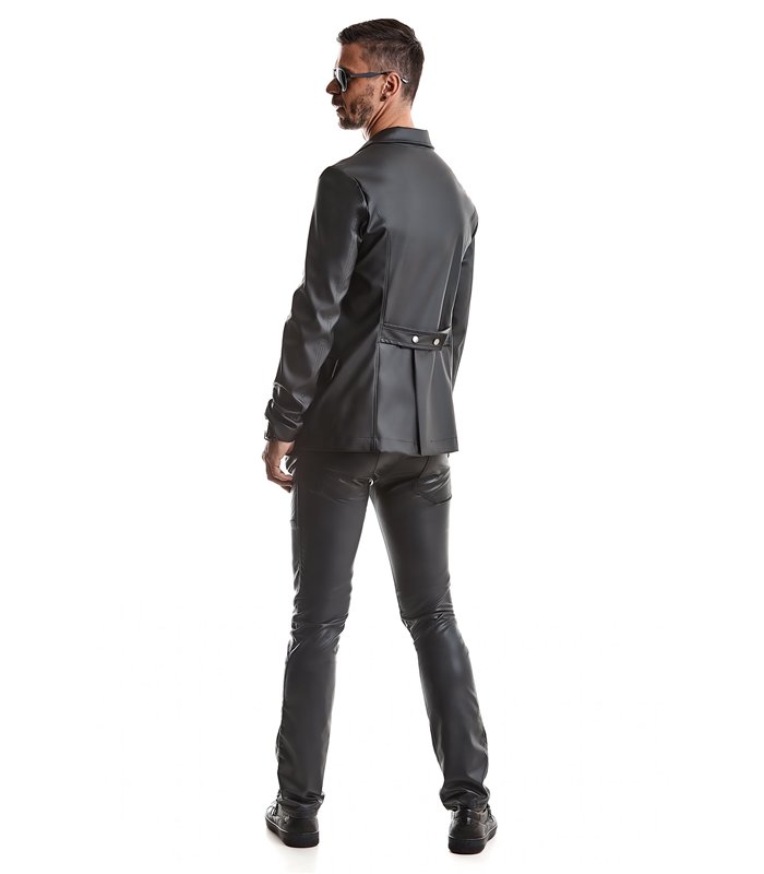 Herren Jacke in Lederoptik mit dekorativen Druckknöpfen | Regnes Fetish Planet