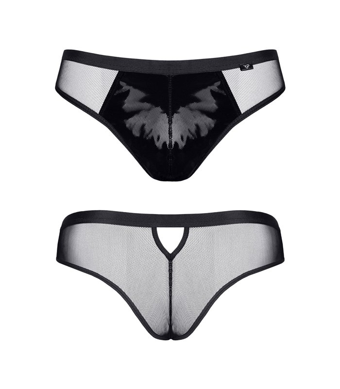 Transparenter Tüll-Slip mit Vinyl-Einsatz | Regnes Fetish Planet