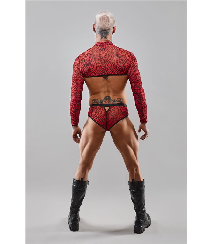 Dehnbarer Tüll-Crop-Top mit offenen Schultern | Regnes Fetish Planet