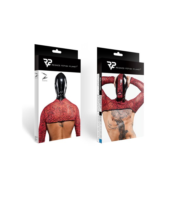 Hochwertige Vinyl-Maske mit Netz-Zierstreifen und Schlüssel-Verriegelung | Regnes Fetish Planet