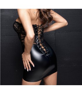 Powerwetlook Corsagen-Kleid mit Spitzendetails und Schnürung | Noir Handmade