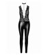 Spitzen-Wetlook Jumpsuit mit Halsband und abnehmbarer Kette | Noir Handmade