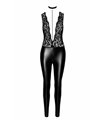 Spitzen-Wetlook Jumpsuit mit Halsband und abnehmbarer Kette | Noir Handmade