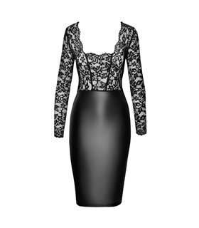 Elegantes Wetlook-Kleid mit Spitzendetails und figurbetontem Schnitt | Noir Handmade