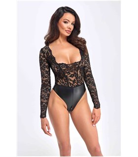 Figurbetonter Spitzen-Body mit Reißverschluss | Noir Handmade