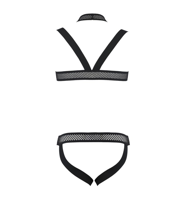 Harness Set mit Netzeinsätzen, Metallring und Gummibändern | Passion Menswear
