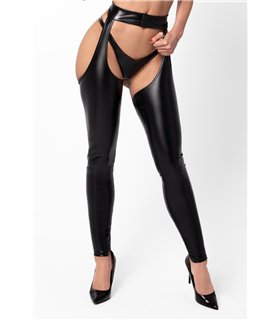 Elegante Chaps mit Knopfverschluss und glänzender Oberfläche | Noir Handmade