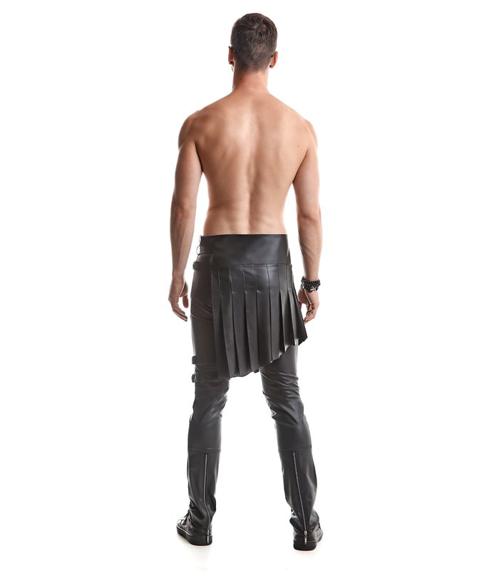 Herren Asymmetrischer Rock mit vertikalen Falten und Gürteldetails | Regnes Fetish Planet