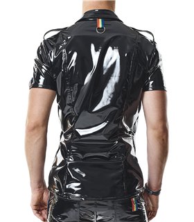 Military Hemd aus Lack-Optik mit LGBTQ+ Details | Regnes Fetish Planet Military Hemd aus Lack-Optik mit LGBTQ+ Details | Regnes Fetish Planet