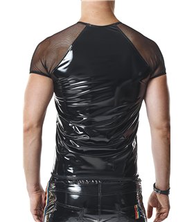 PVC Mesh T-Shirt mit Regenbogen-Patch für Herren | Regnes Fetish Planet PVC Mesh T-Shirt mit Regenbogen-Patch für Herren | Regnes Fetish Planet