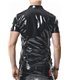 Herren Poloshirt aus glänzendem Lack-Optik Material | Regnes Fetish Planet