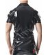 Poloshirt aus glänzendem Lack-Stoff mit vertikalen Designnähten | Regnes Fetish Planet