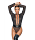 F328 Transparenter Netzbody mit Chiffon-Oberteil | Noir Handmade