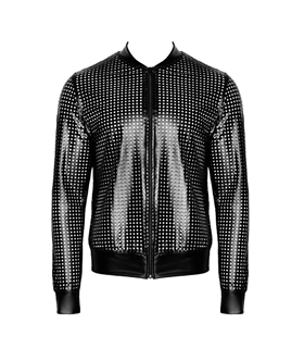 Perforierte Bomberjacke mit geometrischem Strukturmuster | Noir Handmade Men