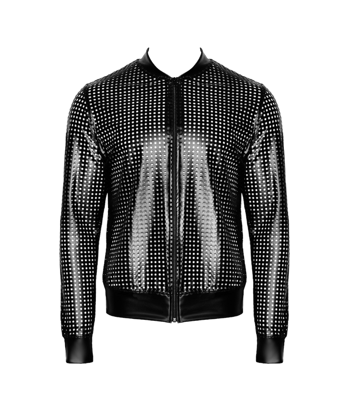 Perforierte Bomberjacke mit geometrischem Strukturmuster | Noir Handmade Men