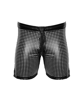 Perforierte Herren-Shorts mit Kunstleder-Akzenten und Reißverschluss | Noir Handmade Men