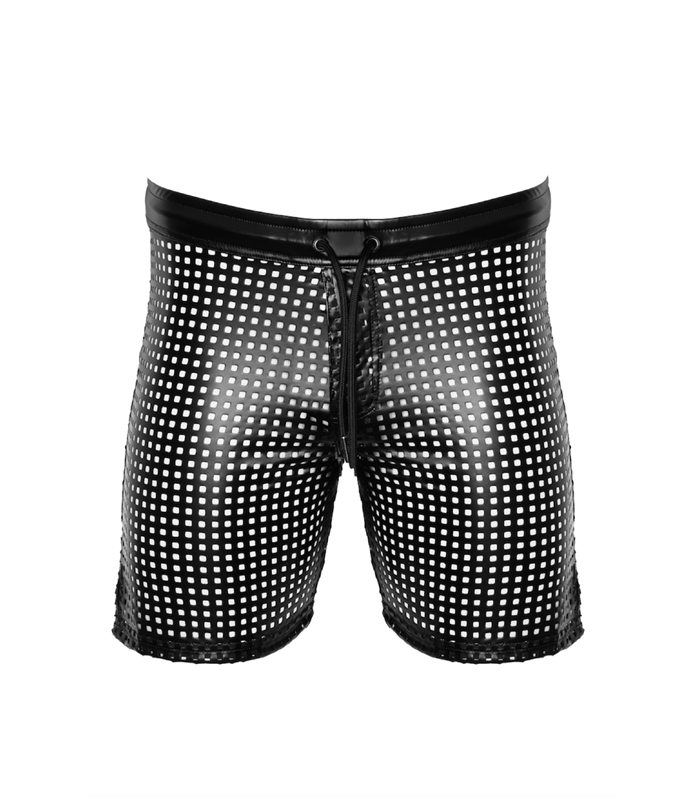 Perforierte Herren-Shorts mit Kunstleder-Akzenten und Reißverschluss | Noir Handmade Men
