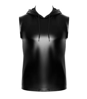 Ärmelloses Kapuzenshirt mit Wetlook-Finish und cooler Silhouette | Noir Handmade Men
