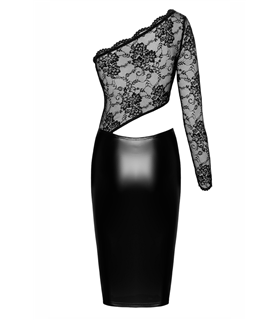 Wetlook-Kleid mit Spitzendetails und elegantem Schnitt | Noir Handmade