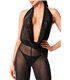 Neckholder Bodystocking mit transparentem Netzmaterial und Wasserfallausschnitt | Noir Handmade