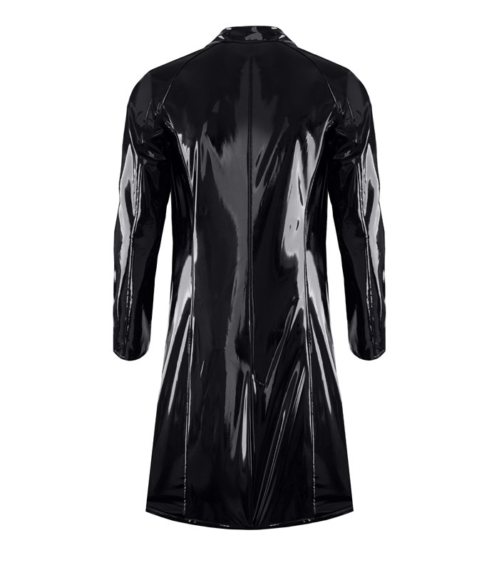 Herren Lack-Trenchcoat mit Taillenbetonung | Regnes Fetish Planet