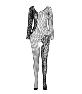 Netz-Catsuit transparent ouvert mit Spitzendetails | Passion