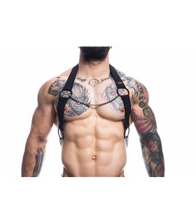 Herren-Harness mit Metallringen und Kettendetails | CUT4MEN Herren-Harness mit Metallringen und Kettendetails | CUT4MEN