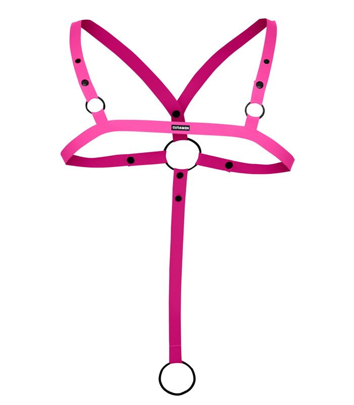 Männer Harness mit Metallringen und gummiertem Logo | CUT4MEN