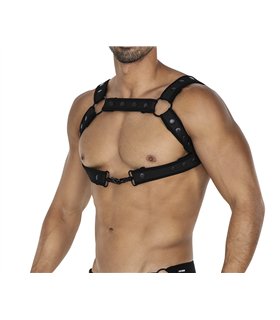 Männer Brust-Harness mit verstellbaren Druckknöpfen und Karabinerhaken | CUT4MEN Männer Brust-Harness mit verstellbaren Druckknöpfen und Karabinerhaken | CUT4MEN