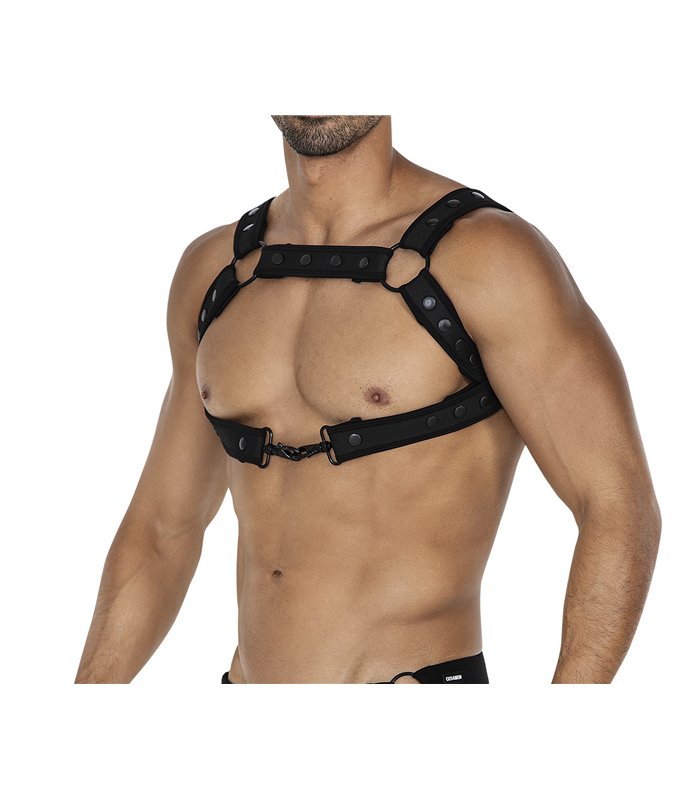 Männer Brust-Harness mit verstellbaren Druckknöpfen und Karabinerhaken | CUT4MEN