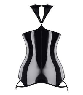 Brustfreies Lack-Minikleid mit Strumpfhalterclips | Demoniq Brustfreies Lack-Minikleid mit Strumpfhalterclips | Demoniq
