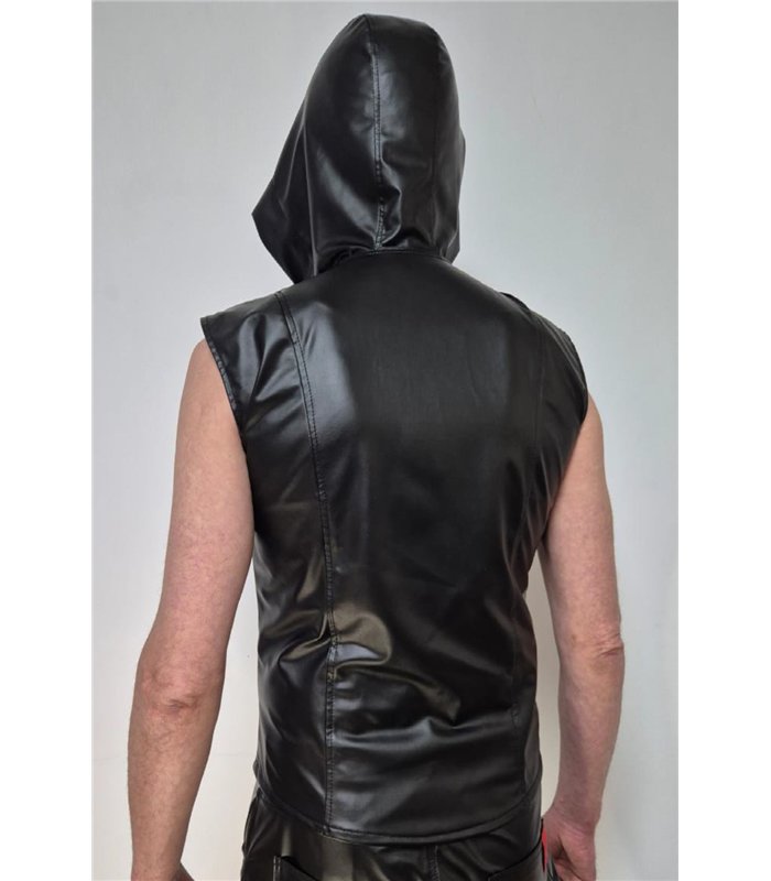 Herren Wetlook Weste mit Reißverschluss und vertikalen Stichen | Regnes Fetish Planet