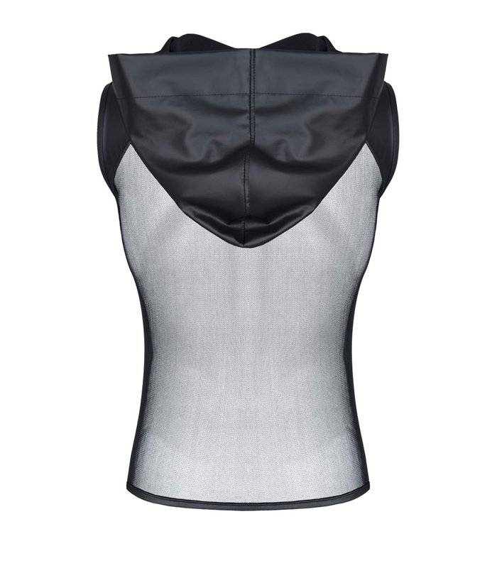 Transparentes Netz-Kapuzen-Shirt mit Wetlook-Optik | Regnes Fetish Planet