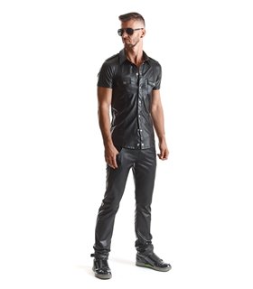 Herren Wet-Look Hemd mit Stehkragen und Metallknöpfen | Regnes Fetish Planet Herren Wet-Look Hemd mit Stehkragen und Metallknöpfen | Regnes Fetish Planet