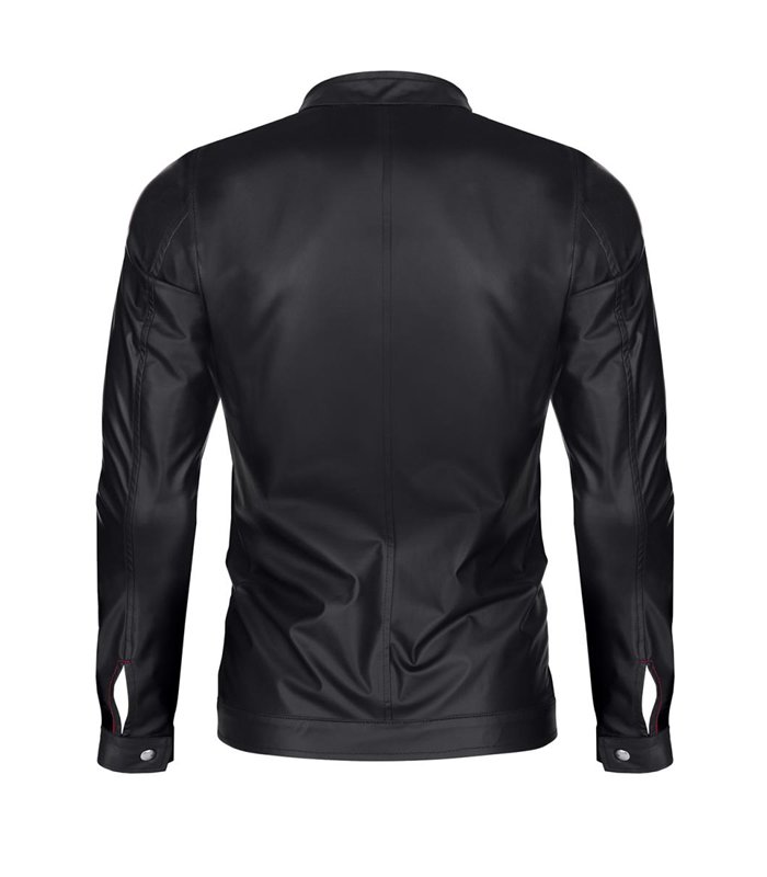 Slim-Fit Fliegerjacke aus Wetlock-Material mit Metallknöpfen | Regnes Fetish Planet