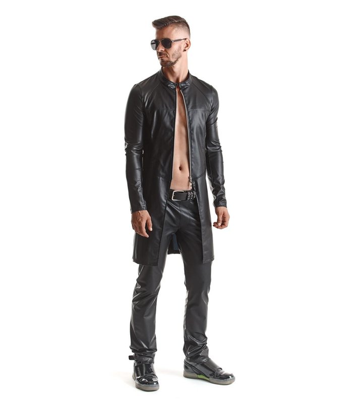 Eleganter Herren Wetlook Mantel mit diagonalen Nähten | Regnes Fetish Planet