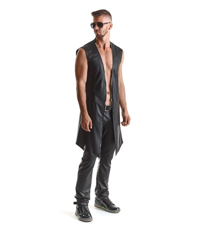 Herren Wetlook Frack Weste Slim-Fit mit Dreieckelementen | Regnes Fetish Planet